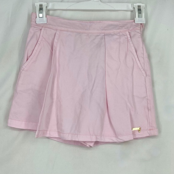 Guess Girls Size 8 Skort Shorts Light Ballet Pink Tencel Poplin Side Zip Pockets - Picture 1 of 11